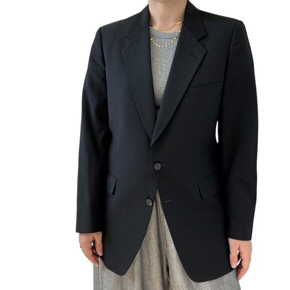 Vintage Givenchy Mens Black 100% Wool Sport Coat Oversized Blazer Suit Set 40R - Picture 4 of 9